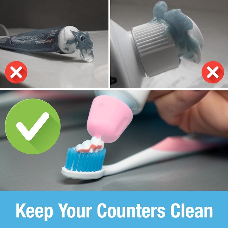 Tilcare Self Closing Toothpaste Caps 6-Pack by - No Waste Cap Dispensers for Adult and Kids Bathroom - Mess-Free Toothpaste Lids - Easy to Use, Food Grade Silicone and BPA-Free Toppers - Image 3